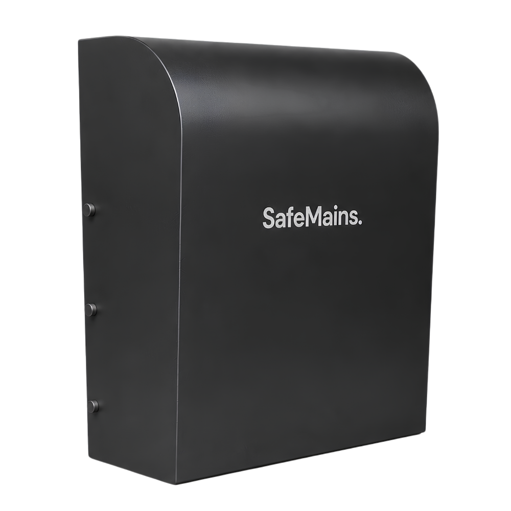 SafeMains unit in midnight black