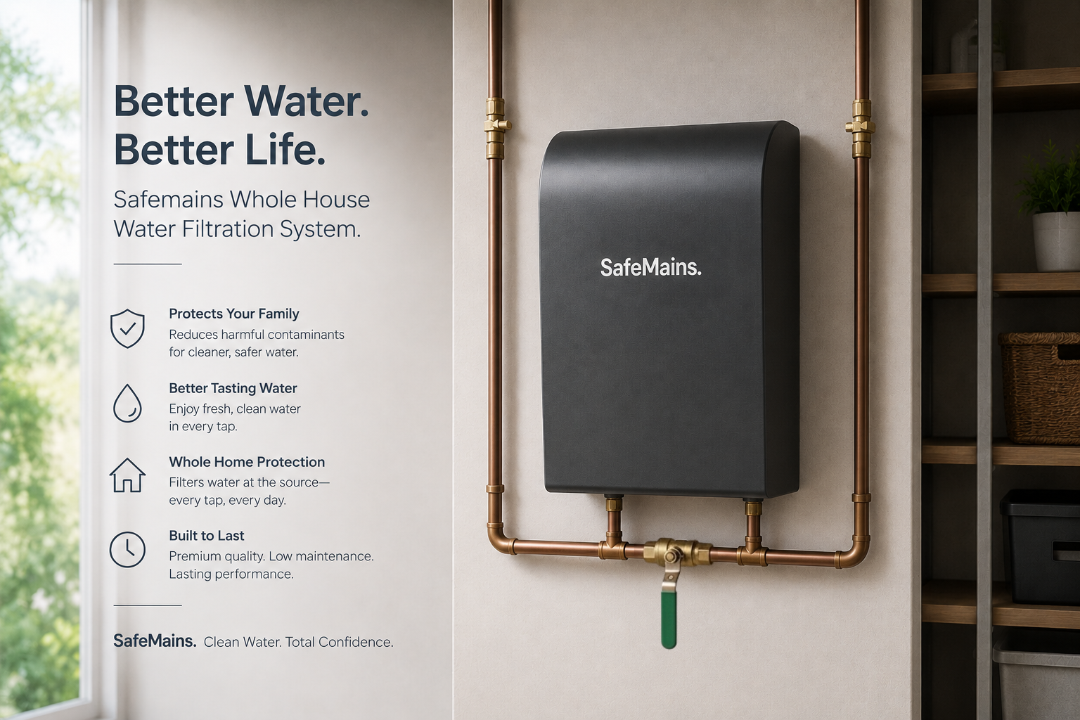 SafeMains Whole House Water Filtration System — Better Water. Better Life.